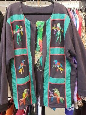 Handmade Tropical Bird Reversible Over Coat